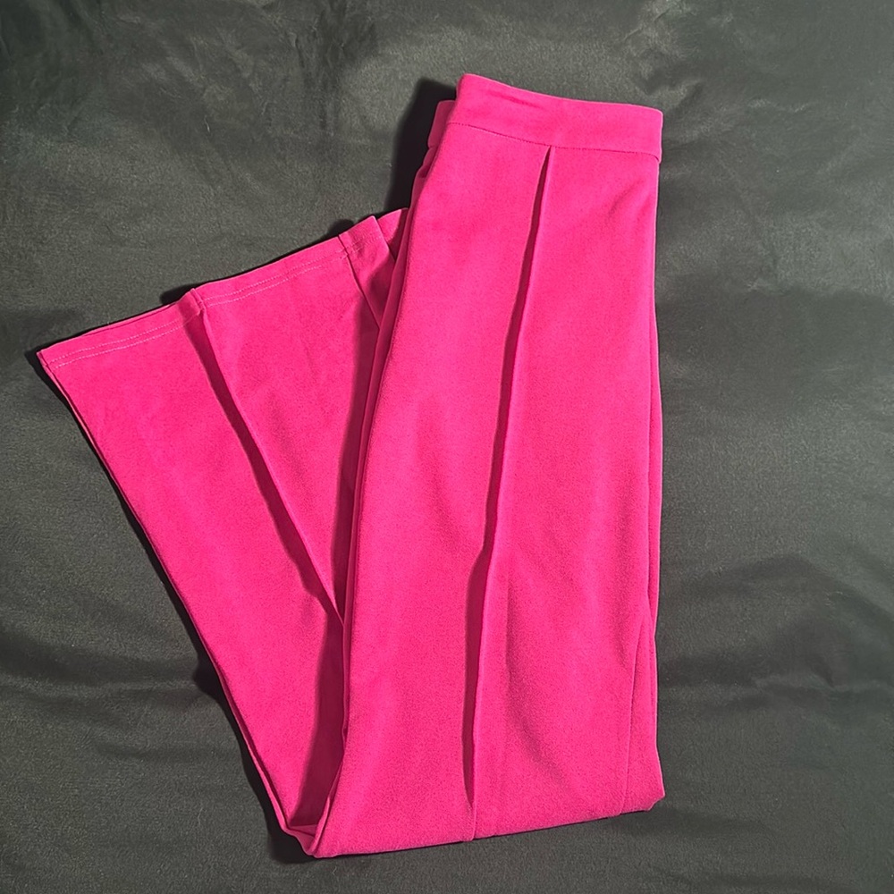 Pleated Hot Pink Work Slacks - Wide Leg